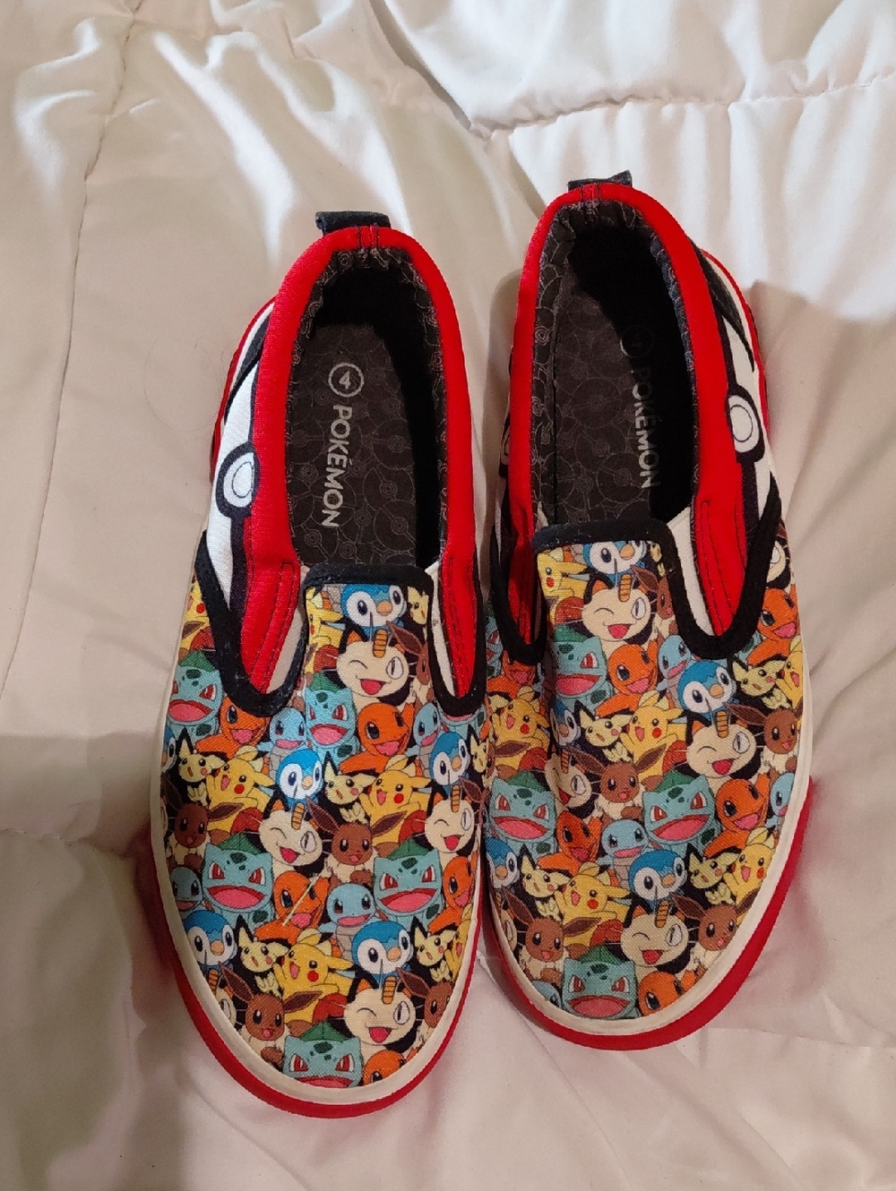 Pokemon Red Multi-Character Slip-On Sneakers for Kids
